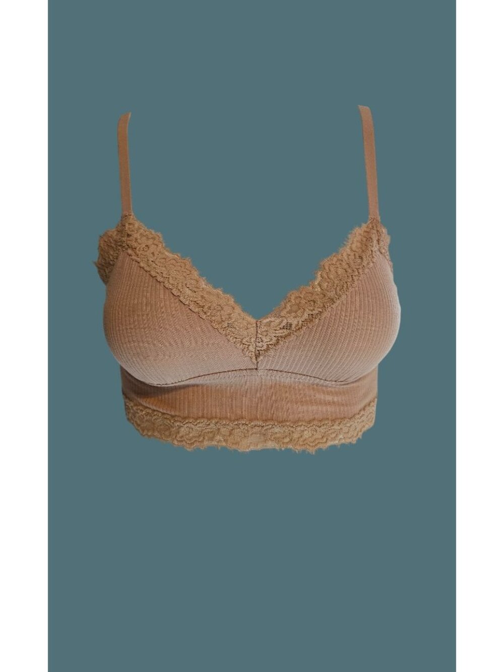 Online By Aerie Ribbed Lace Trim Bralette Women Size XS Feminine Layering